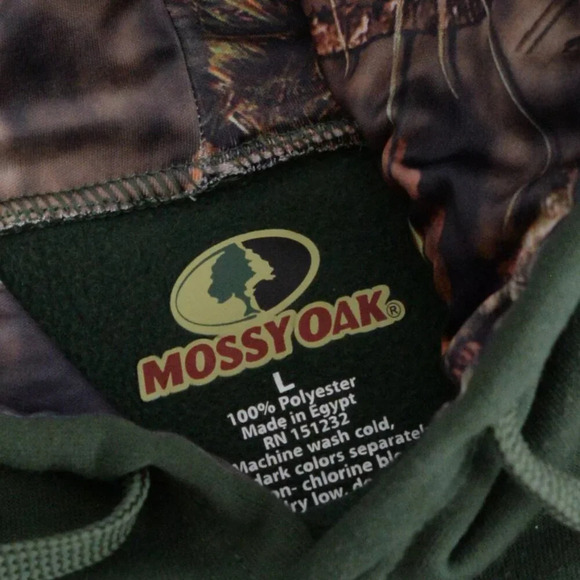 Mossy Oak Green And Brown Camo Patriotic Flag Hooded Pullover Sweater Large - Picture 5 of 10